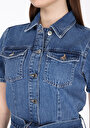 thumb-Slim Fit Düz Kadın Denim Kolsuz Elbise