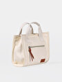 thumb-Kadın Ekru Fermuar Detaylı Çanta