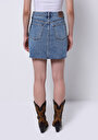 thumb-Slim Fit Düz Fermuarlı Kadın Denim Etek