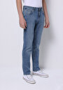 thumb-Straight Fit Erkek Mid İndigo Denim Jean Fermuarlı Pantolon