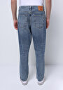 thumb-Loose Tapered Fit Erkek Mid İndigo Denim Jean Fermuarlı Pantolon