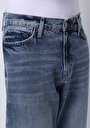 thumb-Loose Tapered Fit Erkek Mid İndigo Denim Jean Fermuarlı Pantolon