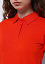 thumb-Slim Fit Polo Yaka Düz Kadın Kirmizi Kısa Kol Tişört