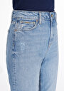 thumb-Regular Fit Kadın Mid İndigo Cepli Denim Jean Pantolon