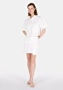 thumb-Mini Düz Fermuarlı Kadın Beyaz Etek