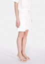 thumb-Mini Düz Fermuarlı Kadın Beyaz Etek