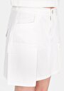 thumb-Mini Düz Fermuarlı Kadın Beyaz Etek
