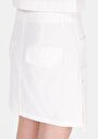 thumb-Mini Düz Fermuarlı Kadın Beyaz Etek