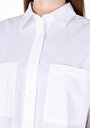 thumb-Regular Fit Shirt Neck Pamuklu Düz Kadın Beyaz Uzun Kol Gömlek