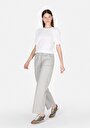thumb-Regular Fit Yüksel Bel Geniş Paça Kadın Taş  Pantolon