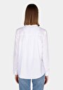 thumb-Regular Fit Shirt Neck Düz Kadın Beyaz Uzun Kol Gömlek