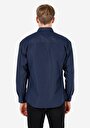 thumb-Regular Fit Shirt Neck Düz Erkek Lacivert Uzun Kol Gömlek