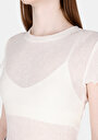 thumb-Regular Fit Örme Kadın Beyaz Kısa Kol Tişört