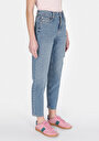 thumb-Mom Fit Yüksek Bel Daralan Paça Kadın İndigo Denim Jean Pantolon