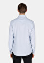 thumb-Regular Fit Shirt Neck Çizgili Erkek Mavi Uzun Kol Gömlek
