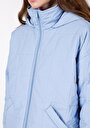 thumb-Regular Fit Kapüşonlu Fermuarlı Astarlı Suya Dayanıklı Kadın Mavi Mont