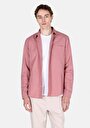 thumb-Regular Fit Shirt Neck Düz Erkek Pembe Uzun Kol Gömlek