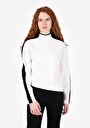 thumb-Regular Fit Yarım Balıkçı Yaka Düz Kadın Beyaz Kazak