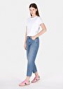 thumb-Boyfriend Fit Orta Bel Daralan Paça Kadın İndigo Jean Pantolon