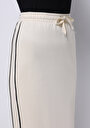 thumb-Slim Fit Düz Bağcıklı Kadın Ekru Etek
