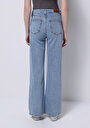 thumb-Regular Fit Yüksek Bel Geniş Paça Kadın İndigo Jean Pantolon