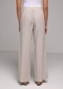 thumb-Straıght Fıt Düşük Bel Geniş Paça Kadın Bej  Pantolon