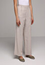 thumb-Straıght Fıt Düşük Bel Geniş Paça Kadın Bej  Pantolon