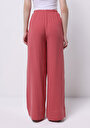 thumb-Regular Fit Yüksel Bel Geniş Paça Kadın Pembe  Pantolon