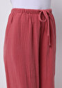 thumb-Regular Fit Yüksel Bel Geniş Paça Kadın Pembe  Pantolon