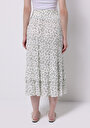 thumb-Maxi Length Baskılı  Kadın Ekru Etek
