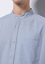 thumb-Regular Fit Hakim Yaka Düz Erkek Keten Karışımlı Mavi Uzun Kol Gömlek