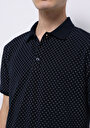 thumb-Regular Fit Polo Yaka Baskılı Pamuklu Erkek Lacivert Kısa Kol Tişört