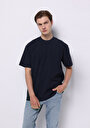 thumb-Comfort Fit Yuvarlak Yaka Düz Erkek Lacivert Kısa Kol Tişört