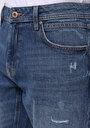thumb-Regular Fit Orta Bel Düz Erkek İndigo Jean Şort