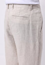 thumb-Regular Fit Orta Bel Uzun Paça Erkek Keten Taş  Pantolon