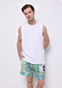 thumb-Regular Fit Baskılı Erkek Yeşil Deniz Şortu