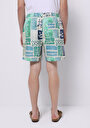 thumb-Regular Fit Baskılı Erkek Yeşil Deniz Şortu