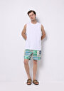 thumb-Regular Fit Baskılı Erkek Yeşil Deniz Şortu
