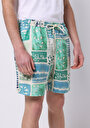 thumb-Regular Fit Baskılı Erkek Yeşil Deniz Şortu
