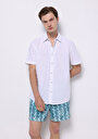 thumb-Regular Fit Baskılı Erkek Turkuaz Deniz Şortu