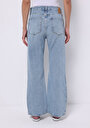 thumb-Regular Fit Orta Bel Geniş Paça Kadın İndigo Jean Pantolon