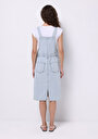 thumb-Regular Fit Düz Kadın Mavi Ecologic Kolsuz Elbise