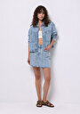 thumb-Oversize Fit Fermuarlı Astarsız  Kadın Mavi Ceket