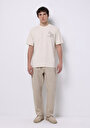thumb-Comfort Fit Yuvarlak Yaka Düz Erkek Bej Kısa Kol Tişört