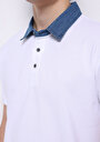 thumb-Regular Fit Polo Yaka Düz Cepsiz Erkek Beyaz Kısa Kol Tişört