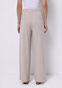 thumb-Regular Fit Orta Bel Düz Cepli Kadın Bej Eşofman Altı