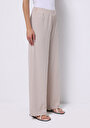 thumb-Regular Fit Orta Bel Düz Cepli Kadın Bej Eşofman Altı