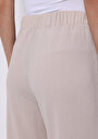thumb-Regular Fit Orta Bel Düz Cepli Kadın Bej Eşofman Altı
