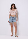thumb-Fermuarlı Mom Fit Yüksek Bel Düz Kadın Light İndigo Denim Jean Şort