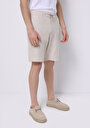 thumb-Regular Fit Cepli Orta Bel Düz Erkek Bej Şort
